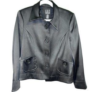 I.N.C. international Concepts Black Satin Blazer Jacket 14 Petite‎